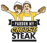 The Pardon My Cheesesteak team holding a football